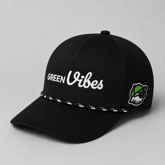 Casquette Green Vibes classique (noire à corde) — PRÉ-COMMANDE